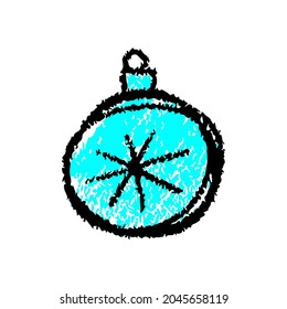 Christmas ball icon. Ink round outline linear sketch drawing. Vector simple flat graphic hand drawn illustration. The isolated object on a white background. Isolate.