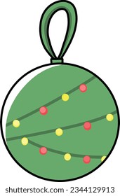 Christmas ball icon isolated, Cute cartoon, Vector illustration