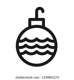 Christmas ball icon. New year tree toy vector sign. Hanging xmas bauble toy ball icon. Decorative tree toy vector symbol. Christmas bauble ball linear icon