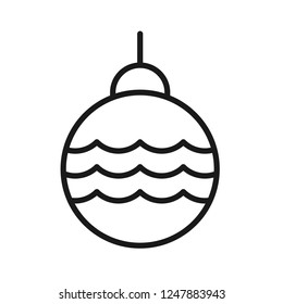 Christmas ball icon. New year tree toy vector sign. Hanging xmas bauble toy ball icon. Decorative tree toy vector symbol. Christmas bauble ball linear icon