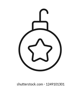 Christmas ball icon. New year tree toy vector sign. Hanging xmas bauble toy ball icon. Decorative tree toy vector symbol. Christmas bauble ball linear icon