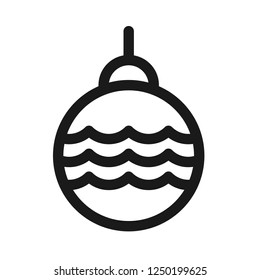Christmas ball icon. New year tree toy vector sign. Hanging xmas bauble toy ball icon. Decorative tree toy vector symbol. Christmas bauble ball linear icon