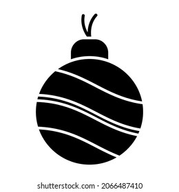Christmas ball icon. New year ball in glyph style. Vector