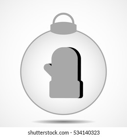 Christmas ball icon on gray background with shadow