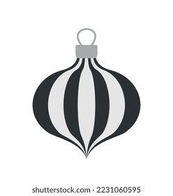 Christmas ball icon. Poster or banner for website, Christmas tree toy and decoration for apartment. Symbol of holiday and festival. International event, winter season. Cartoon flat vector illustration