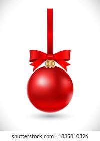 christmas ball icon with red bow