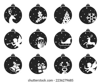 Juego de iconos de bola de Navidad. elemento vector para el diseño de Año Nuevo, Navidad e invierno. imagen vectorial aislada en estilo simple