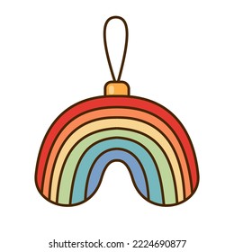 Icono de bola de Navidad en forma de arco iris aislado en fondo blanco.