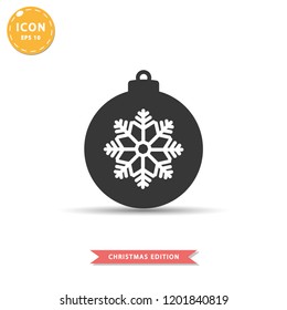 Christmas Ball Icon Simple Silhouette Christmas Edition Flat Style Vector Illustration On White Background.