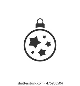 Christmas ball icon in single color. Season greeting December merry decoration