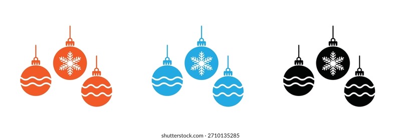 Plantilla de diseño de Vector de icono de bola de Navidad simple y limpia. Los adornos elegantes del árbol de Navidad añaden alegría festiva a sus diseños de vacaciones.