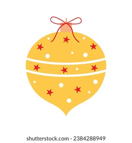 Christmas ball icon. Vector holiday symbols are isolated on a white background in a flat design. Cartoon color illustration