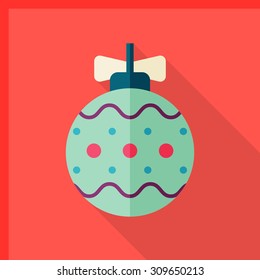 Christmas ball icon, vector illustration. Flat design style with long shadow,eps10