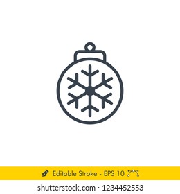Christmas Ball Icon / Vector - In Line / Stroke Design