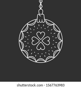 Christmas ball icon. Vector line art illustration