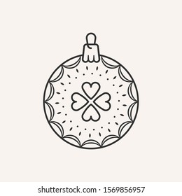 Christmas ball icon. Vector line art illustration