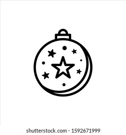Christmas Ball Icon Vector. Line Christmas Ball Vector Logo. Simple and Clean Icon