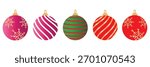 Christmas ball icon vector set. Set of colorful christmas balls design for template, banner, flyer, card. Christmas ball vector illustration.