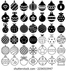 Weihnachtsball-Symbol, Vektorset. Weihnachtskollektion für Spielzeugillustrationen. Symbol für das neue Jahr.