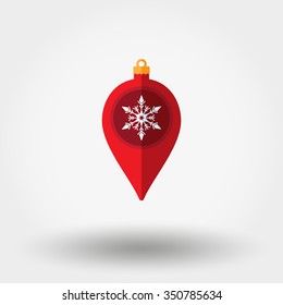 Christmas ball. Icon for web and mobile application. Vector illustration on a white background. Flat design style.