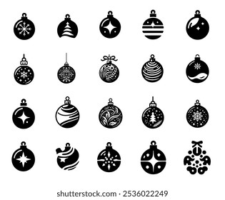 Christmas Ball Icons Decorative Holiday Toy Illustrations for New Year and Christmas Graphics Vector	