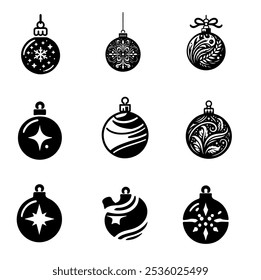 Iconos de bola de Navidad Ilustraciones de juguete decorativas de Festiva para el Nuevo año y Navidades Vector de gráficos	