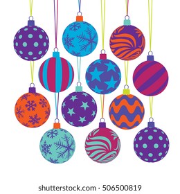 christmas ball icons, isolated vector art