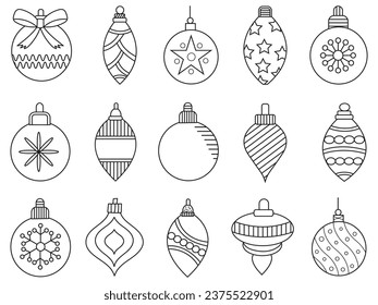 Juego de iconos de bola de Navidad. Ilustraciones vectoriales.