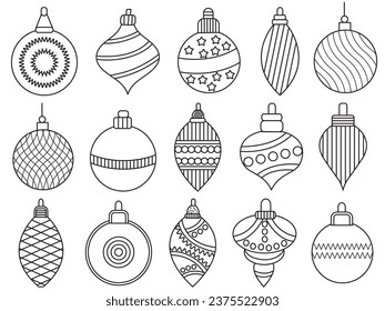 Christmas ball icons set. Vector illustrations.