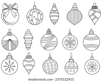 Juego de iconos de bola de Navidad. Ilustraciones vectoriales.