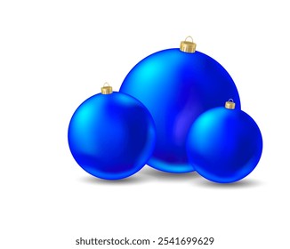 Christmas ball isolated. Holiday celebration design element. Blue colored new Year tree decoration.  