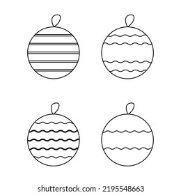 Balón de Navidad aislada. Ilustración vectorial de línea.