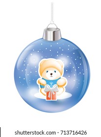 Christmas ball, isolated on white background. Vector illustration.
 bear.