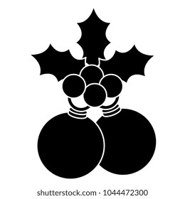 christmas ball with leafs decorative icon