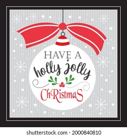 Christmas ball and lettering for christmas greeting card, gift bag or box design