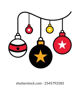 Christmas Ball Light Decoration Vector Art Illustration