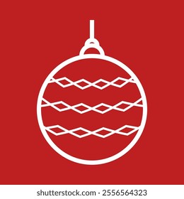 Christmas Ball Line Art Icon Vector Seventh Style Version. Christmas Ornament for Greeting Card, Flyer, Banner, Website or Etc. High Quality Vector Icon
