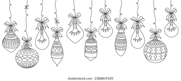 Christmas ball line art style vector illustration