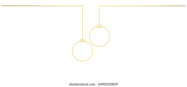Christmas ball line art style with gold ink
