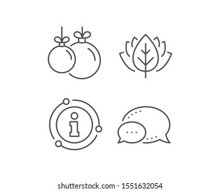 Christmas ball line icon. Chat bubble, info sign elements. New year tree decoration sign. Linear christmas ball outline icon. Information bubble. Vector