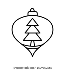 Christmas Ball Line Icon Isolated on White Background. Decoration Light Vector Illustration. Use for Xmas, Decoration, Greeting Card, Decoration Light.