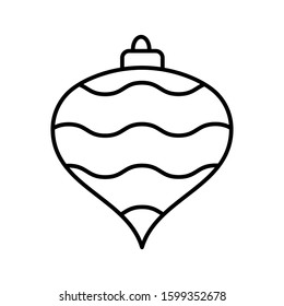 Christmas Ball Line Icon Isolated on White Background. Decoration Light Vector Illustration. Use for Xmas, Decoration, Greeting Card, Decoration Light.