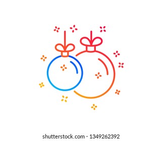 Christmas ball line icon. New year tree decoration sign. Gradient design elements. Linear christmas ball icon. Random shapes. Vector