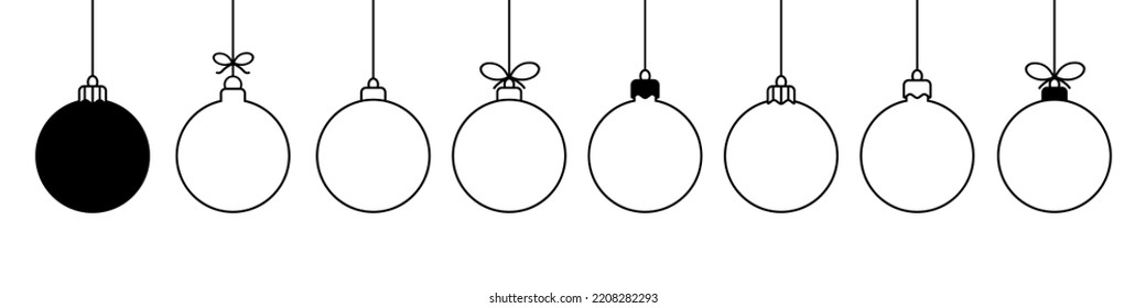 Christmas ball line icon.Set of simple christmas balls isolated on white background.Holiday christmas decoration