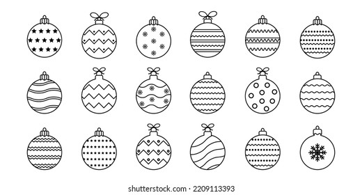 Weihnachtsbälle Symbol.Set von einfachen Weihnachtsbällen einzeln auf weißem Hintergrund.Weihnachtsgeschmack