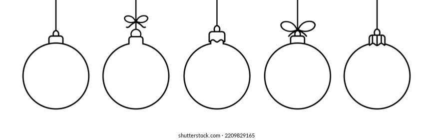 Christmas ball line icon.Set of simple christmas balls isolated on white background.Holiday christmas decoration