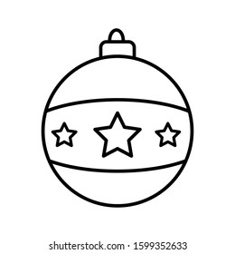 Christmas Ball Line Icon Vector Illustration Isolated on White Background. Use for Xmas, Decoration, Bauble Sign, Greeting Card.