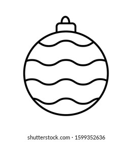 Christmas Ball Line Icon Vector Illustration Isolated on White Background. Use for Xmas, Decoration, Bauble Sign, Greeting Card.