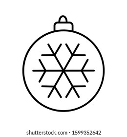 Christmas Ball Line Icon Vector Illustration Isolated on White Background. Use for Xmas, Decoration, Bauble Sign, Greeting Card.