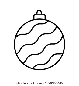 Christmas Ball Line Icon Vector Illustration Isolated on White Background. Use for Xmas, Decoration, Bauble Sign, Greeting Card.